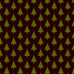 Christmas Tree Pattern on Burgundy Background