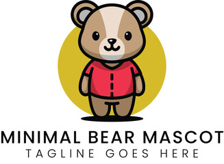 Charming teddy bear mascot with a red shirt, ideal for branding