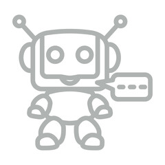 Chat Assistance Vector Line Grey Icon Design