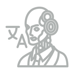 Virtual Interpreter Vector Line Grey Icon Design