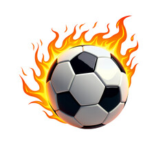 Fototapeta premium White Soccer Ball with Orange Flames, 3D Realism Design Element with Transparent Background