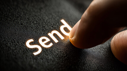 Close-up of a thumb hovering above the "Send" button on a phone screen