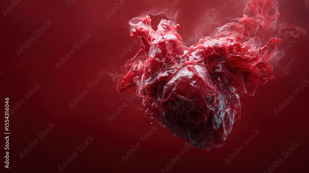 Poster an enchanting heart shape emerges from swirling red smoke, creating a captivating visual that symbol