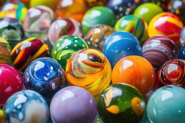 Vibrant Collection of Colorful Glass Marbles