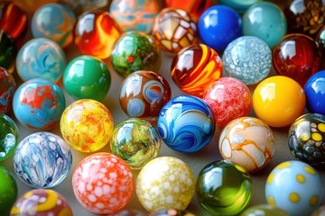 Vibrant Collection of Colorful Glass Marbles