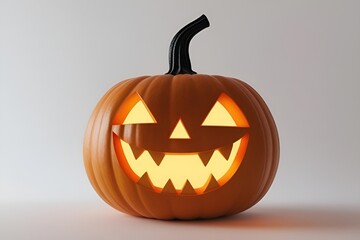 Spooky Jack-o'-Lantern Close-Up on White Background