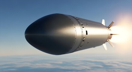 Close-Up of Ballistic Missile Nose Cone in Mid-Air Before Earth Impact with High Clarity