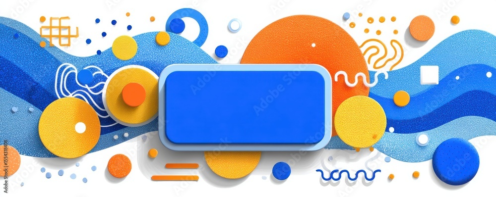 Poster colorful abstract design with geometric elements and dynamic shapes in blue and orange