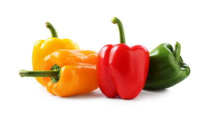 Ripe colorful bell peppers isolated on white
