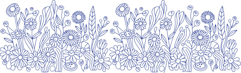 Delicate hand-drawn floral line art collection