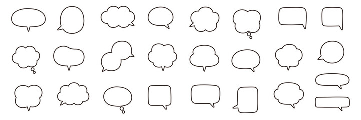 ゆるい吹き出しのベクターイラストセット。ふきだし、フレーム、おしゃれ、枠、装飾