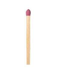 One match with pink head isolated on white
