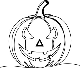 Abstract One-Line Vector of a Cool Halloween Pumpkin – Minimalist Spooky Art