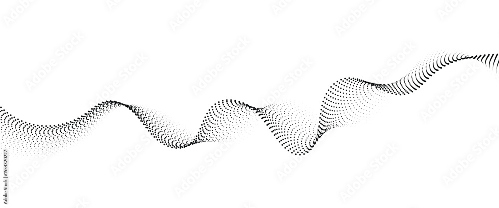 Poster abstract flowing wave made of a halftone dot pattern. dynamic data wave technology background with a