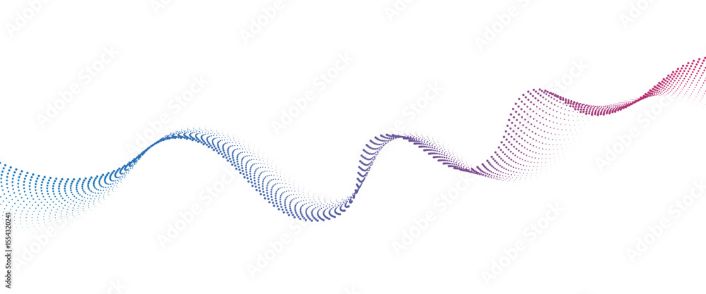 Aufkleber abstract flowing wave made of a halftone dot pattern. dynamic data wave technology background with a