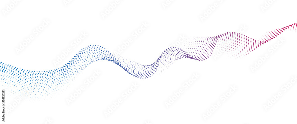 Poster abstract flowing wave made of a halftone dot pattern. dynamic data wave technology background with a