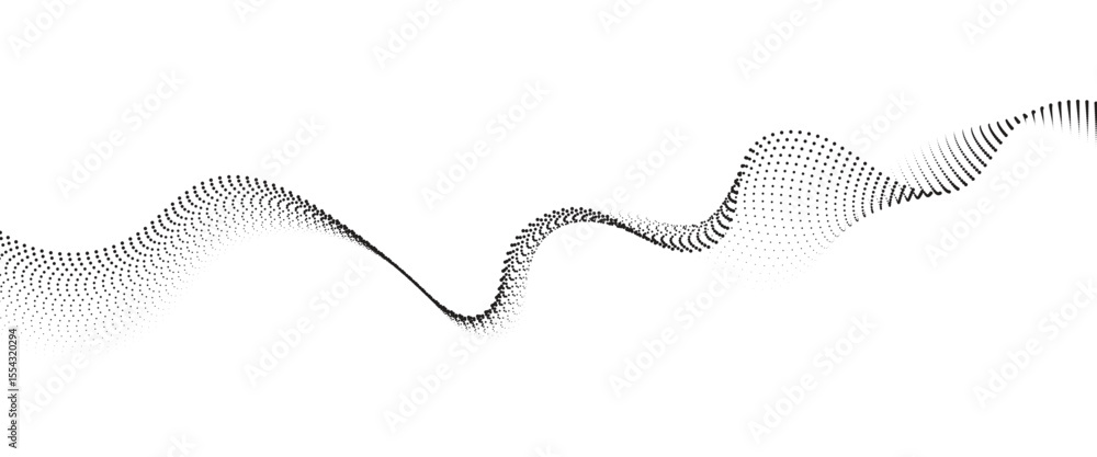 Poster abstract flowing wave made of a halftone dot pattern. dynamic data wave technology background with a