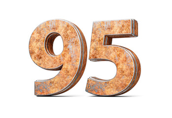 Number Ninety Five 95 Digit Made Of Old Rusty Iron Metal Texture White Background 3d Illustration