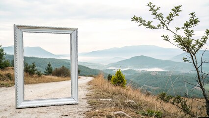 A minimalistic transparent frame for photographs, isolated with realistic depth effect.