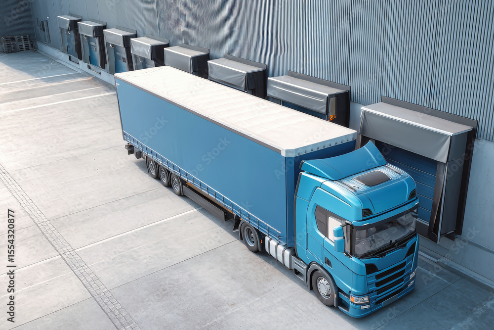 Poster truck positioned at loading dock for efficient cargo transfer at