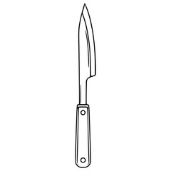 A detailed vector illustration of a kitchen knife with a wooden handle, featuring a sharp pointed blade and simple, clean lines, suitable for culinary designs or graphic projects.