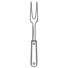 A detailed vector illustration of a simple, elegant meat fork with a wooden handle, perfect for culinary designs and kitchen-related projects.