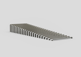 Fototapeta premium Neatly arranged staple pins create a modern, geometric, and minimalistic pattern.. 3d illustration
