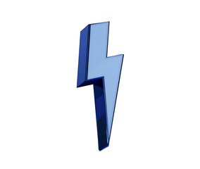 A sleek metallic blue lightning bolt icon with a modern and electrifying look. 3d illustration