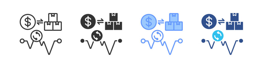 Trading Multi Style Icon Set Vector 