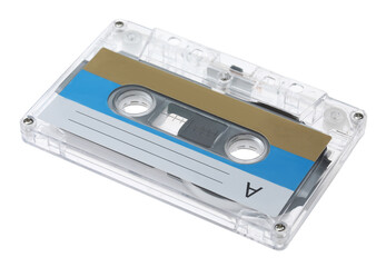 Obraz premium One audio cassette with blank label isolated on white