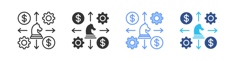 Business Strategy Multi Style Icon Set Vector 