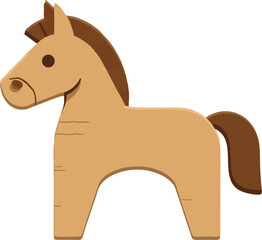 Minimalist Handcrafted Wooden Horse Toy Vector Illustration