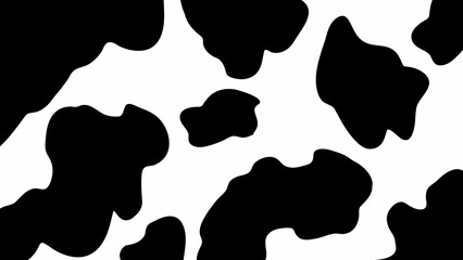 A vector silhouette illustration of a black cow print, Black and white cat vector seamless pattern design 