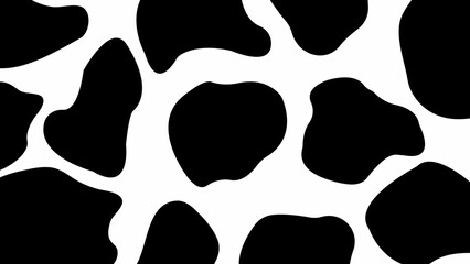 A vector silhouette illustration of a black cow print, Black and white cat vector seamless pattern design 