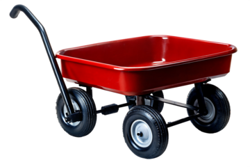 Red steel wagon isolated on a white background png ai generated