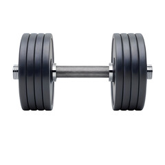 Naklejka premium A realistic 3d render of a black adjustable dumbbell with chrome ends and textured grip isolated on transparent background