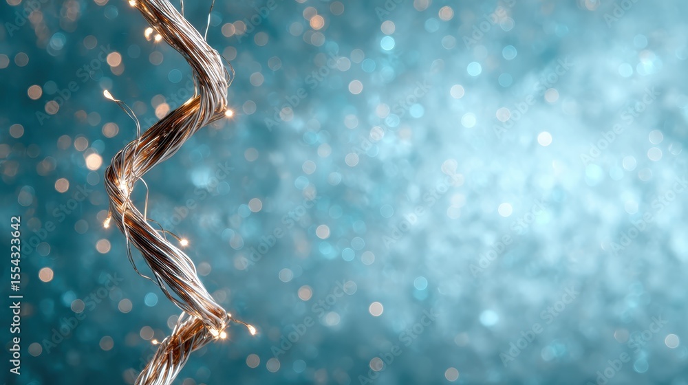Aufkleber an artistic representation of twisted copper wire illuminated with sparkling lights creates a captiv