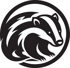 Obraz premium Honey Badger Vector in black and white 