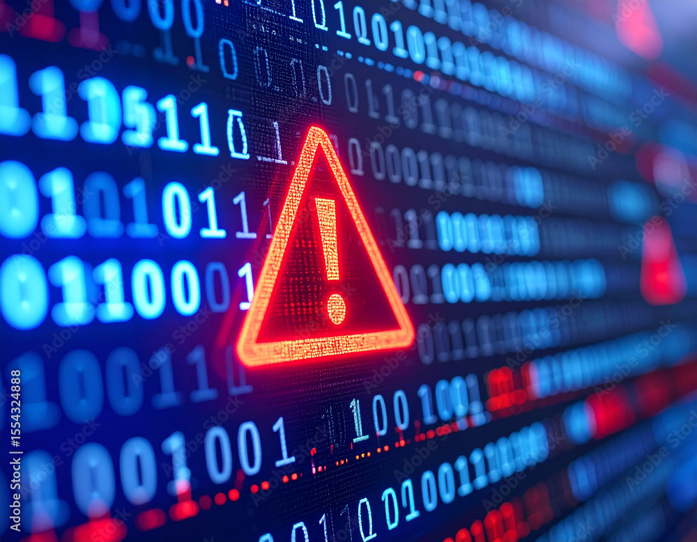 Poster digital alert: a vivid, eye-catching depiction of a digital alert symbol overlaid onto a dynamic bin