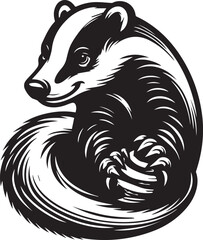 Honey Badger Vector in black and white 