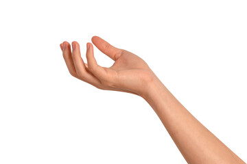 Beautiful hand gesture isolated on transparent background.