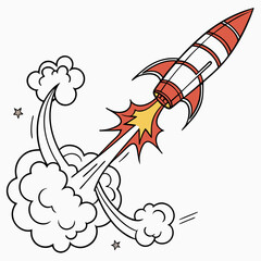 Retro Rocket Launch A Blast Off into Space Exploration and Vintage Illustration Style