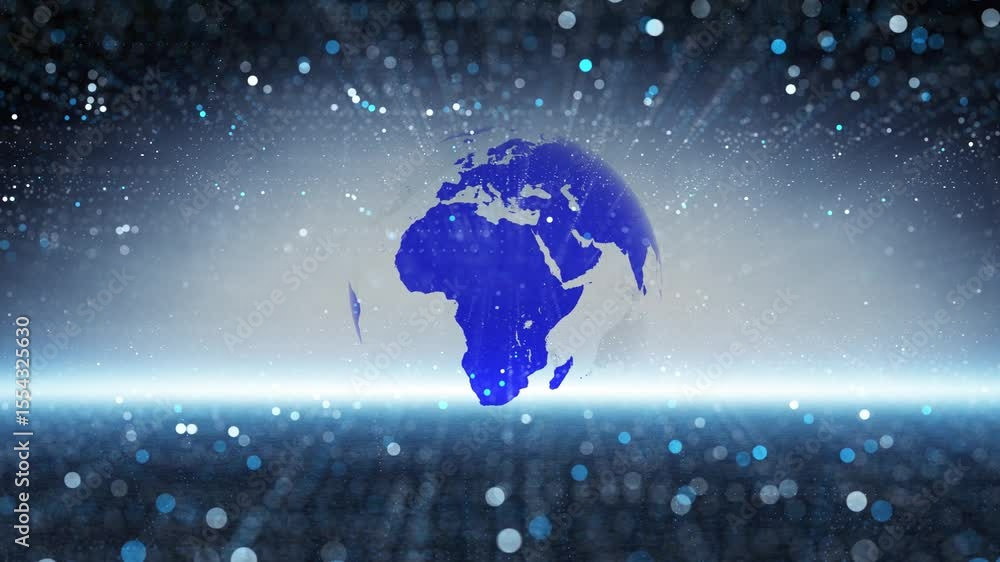 Poster futuristic 3d blue earth globe cyberspace network loop animation.