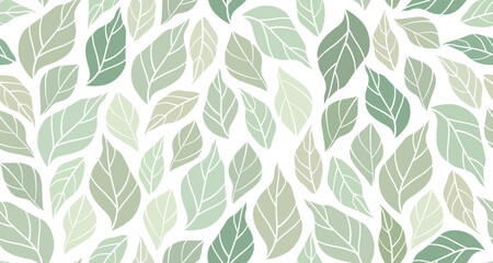 Leaves Seamless Pattern Minimalist Line Art Style. Leaf Hand Drawn Minimal Wallpaper Background Design. Simple Cute Leaf Template for Poster, Banner, Web, Social Media. Vector Illustration