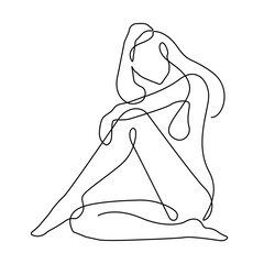 Abstract Female Silhouette One Line Drawing. Woman Body Modern Trendy Continuous Line Art Abstract Drawing. Minimalist Style Hand Drawn Vector Illustration for Home Décor, Prints, Posters, Tote Bag