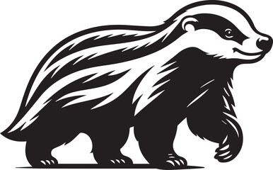 Honey Badger Vector in black and white 