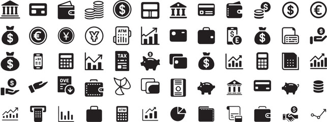 Financial icons banking commerce money investment finance