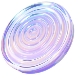 3D Colorful Glass abstract shape element. Glossy iridescent geometric form. Crystal glass illustration with gradient dispersion effect