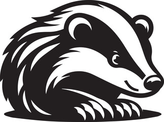 Honey Badger Vector in black and white 