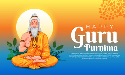 religious holiday background for Happy Guru Purnima festival celebrated in India